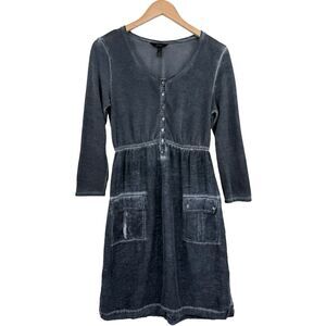 Soma Intimates Washed Henley Pocket Dress in Charcoal Grey | Size XS